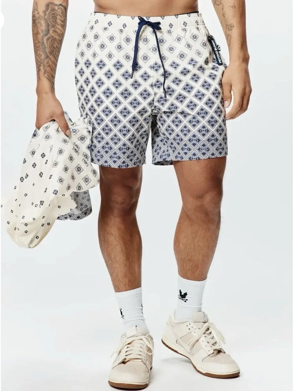 NEW! Psycho Bunny Psycho Bunny Tobias Geo Print Swim Trunks XL NWT